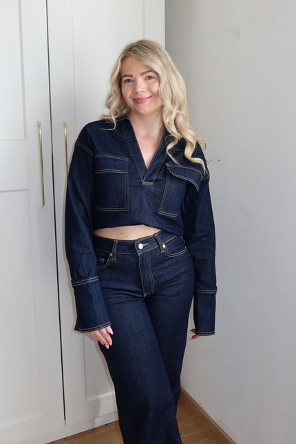 AZURE denimblouse - donker blauw