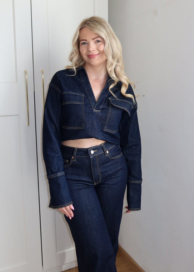 AZURE denimblouse - donker blauw