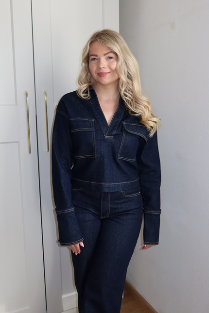 AZURE denimblouse - donker blauw