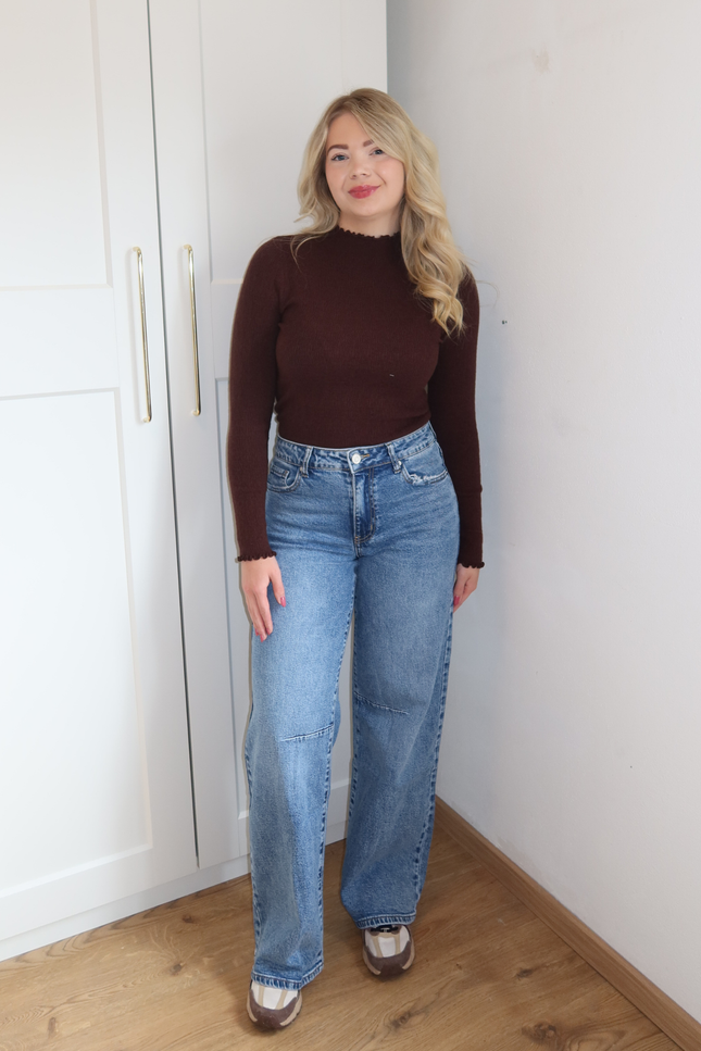 ELZA high waist loose fit jeans - denim blauw