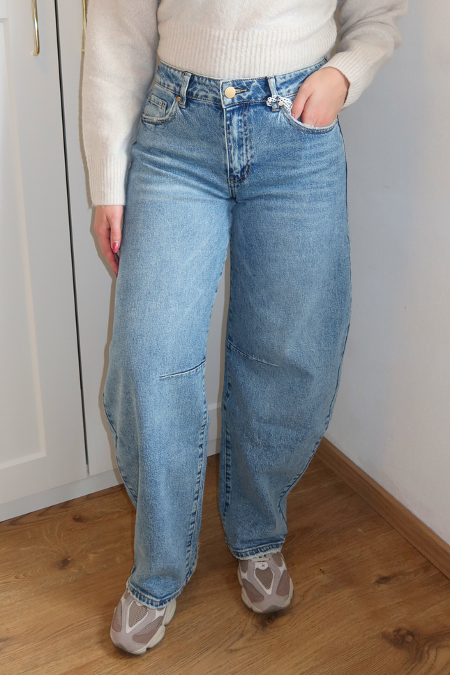 BELLA balloon jeans - denim blauw