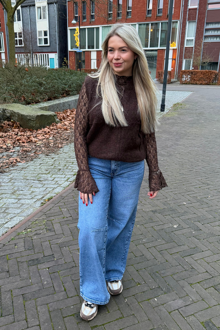 ELZA high waist loose fit jeans - denim blauw