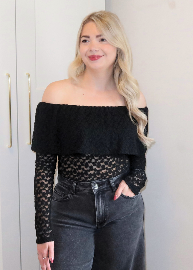 FEMM kanten off shoulder top - zwart