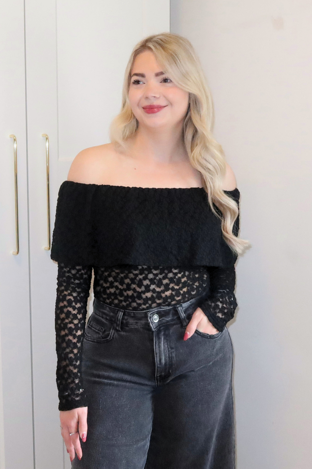 FEMM kanten off shoulder top - zwart