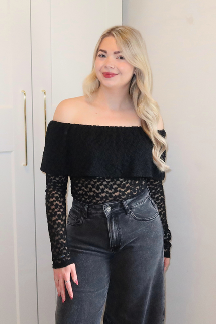 FEMM kanten off shoulder top - zwart