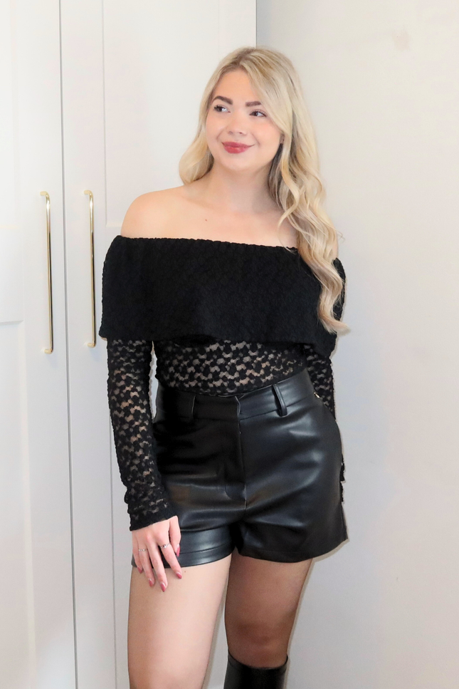 GIA faux leather short - zwart