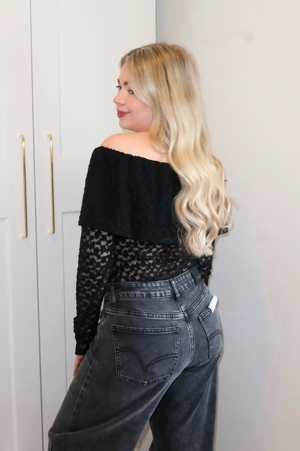 FEMM kanten off shoulder top - zwart