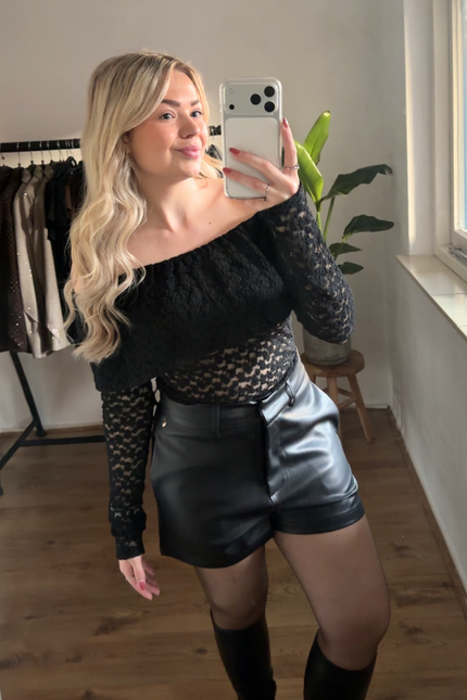 FEMM kanten off shoulder top - zwart