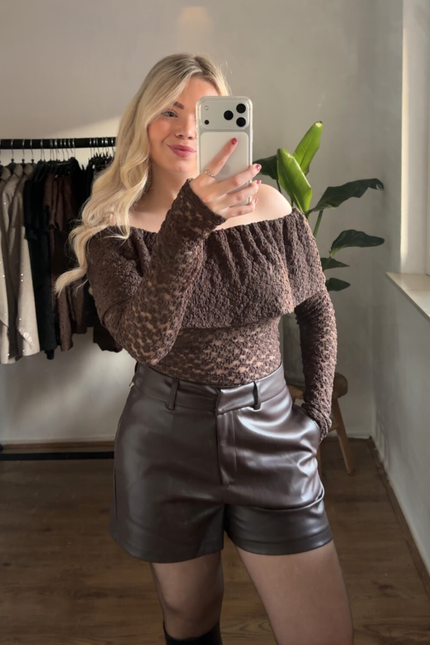 GIA faux leather short - bruin