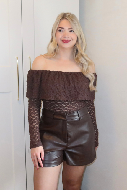 GIA faux leather short - bruin