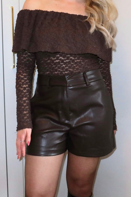 GIA faux leather short - bruin