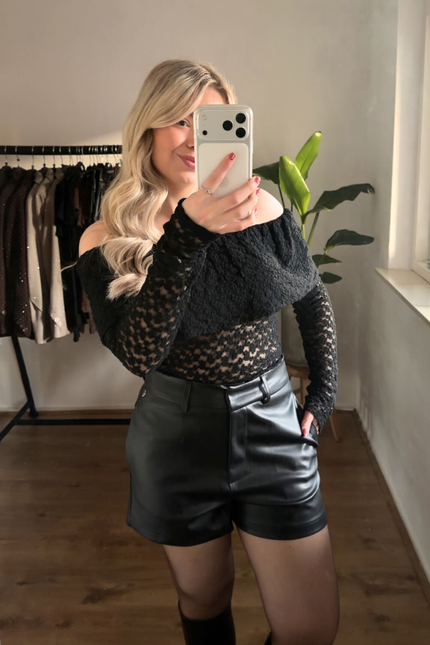 GIA faux leather short - zwart