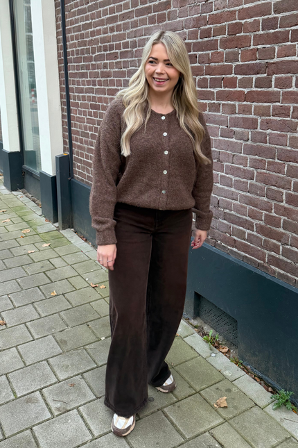 HAZEL high waist wide leg jeans - bruin