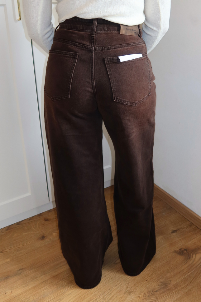 HAZEL high waist wide leg jeans - bruin