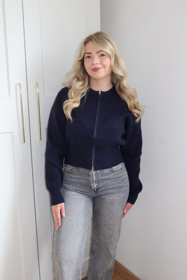 JOY zipper vest - navy blauw