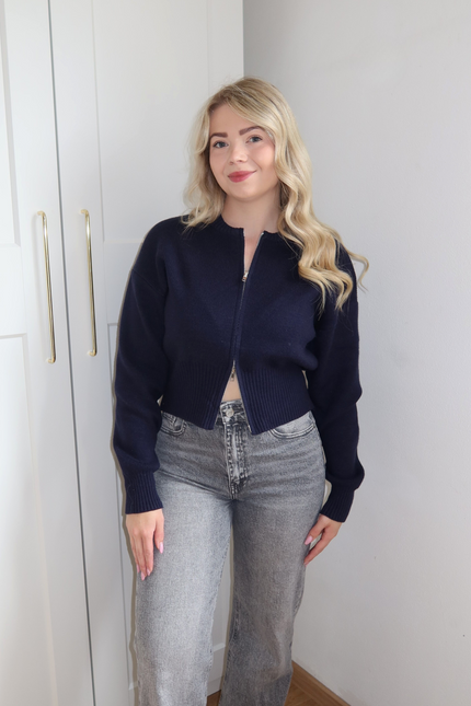 JOY zipper vest - navy blauw