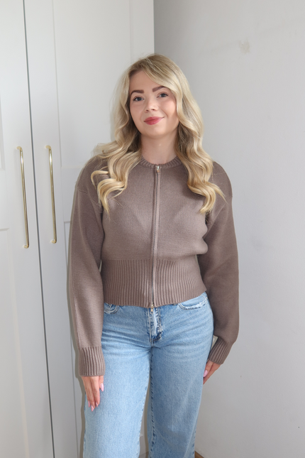 JOY zipper vest - taupe