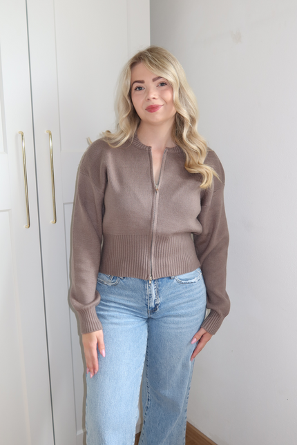 JOY zipper vest - taupe