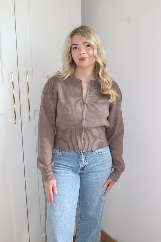 JOY zipper vest - taupe