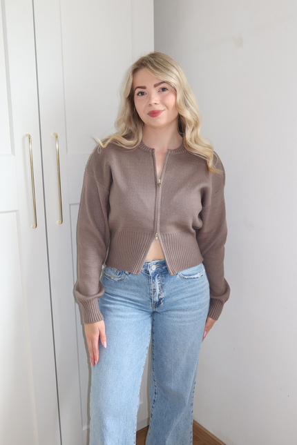 JOY zipper vest - taupe