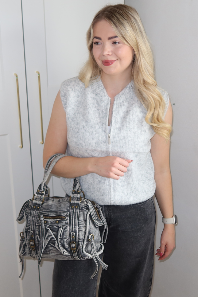 JUNE denim tas - grijs