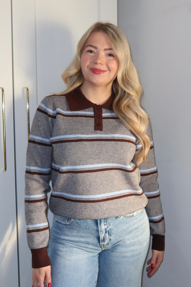 LANA trui - grijs gestreept