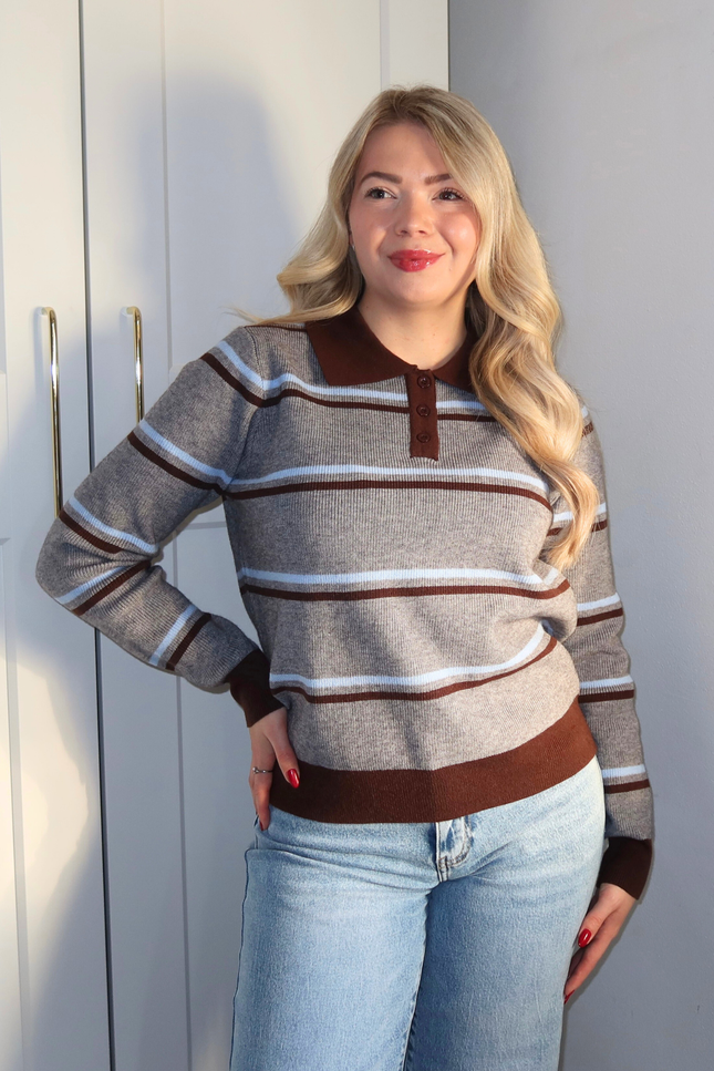 LANA trui - grijs gestreept