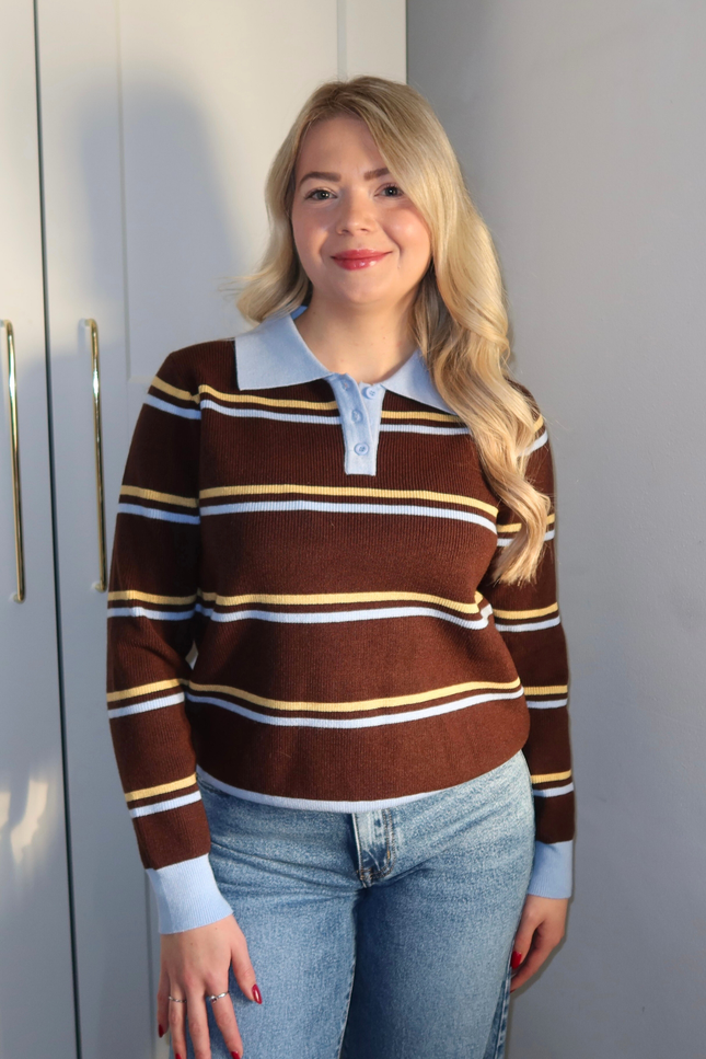 LANA trui - bruin gestreept