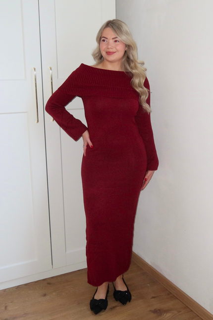 LORI off shoulder jurk - bordeaux rood