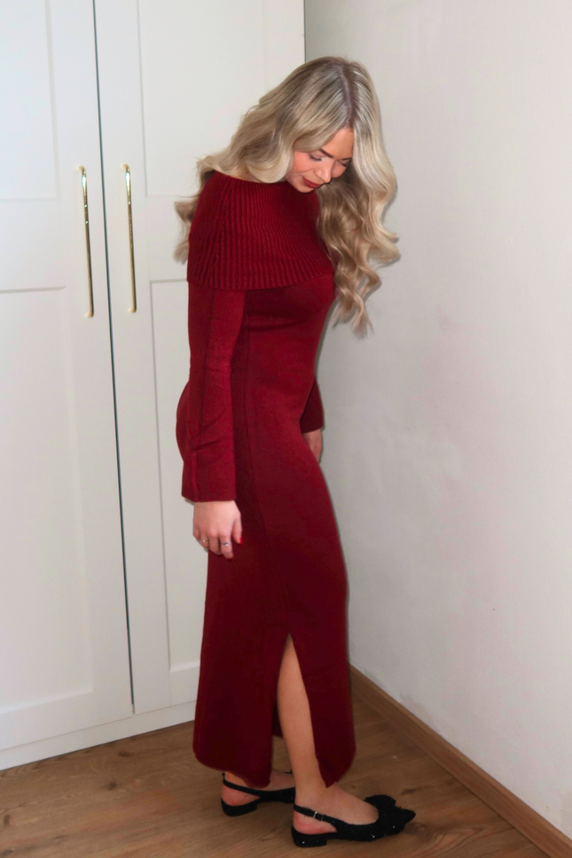 LORI off shoulder jurk - bordeaux rood