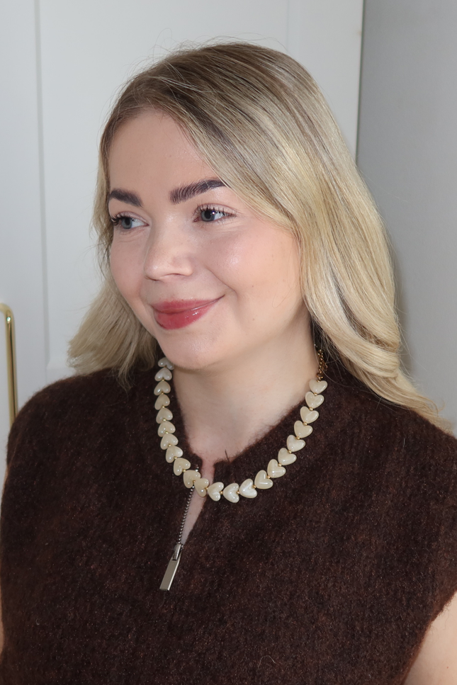 LOVA hartjes ketting - beige