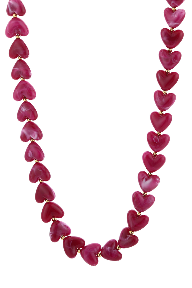 LOVA hartjes ketting - fuchsia