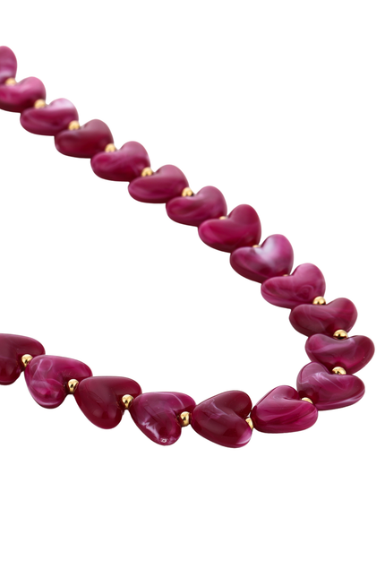 LOVA hartjes ketting - fuchsia