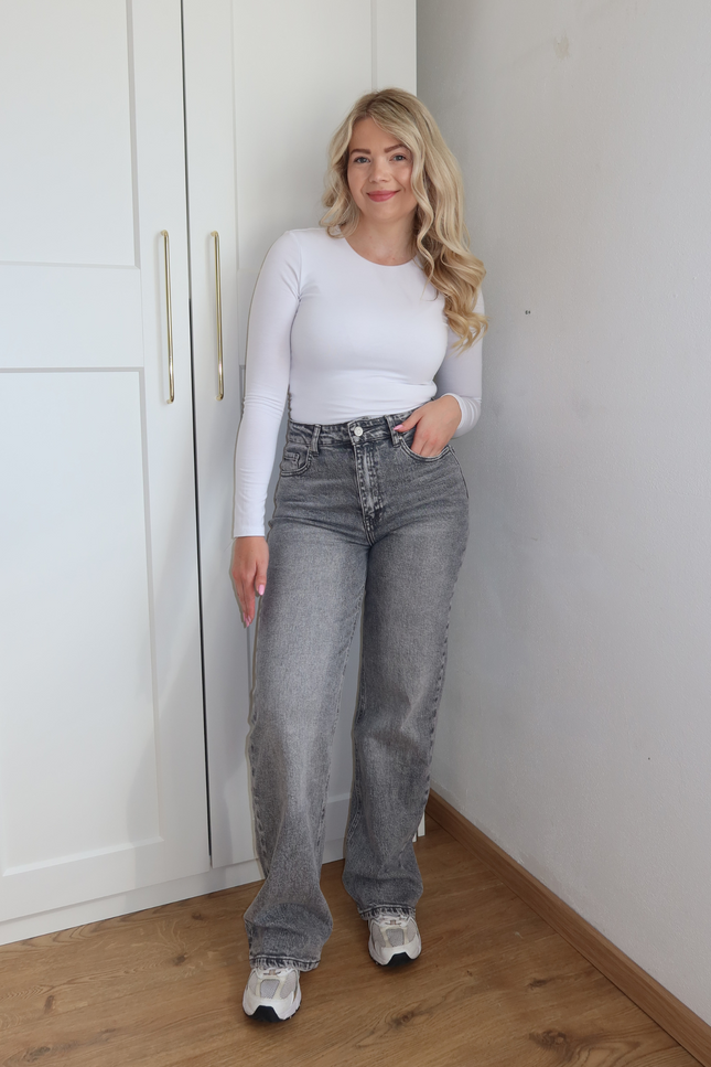 LUNA high waist wide leg jeans - grijs