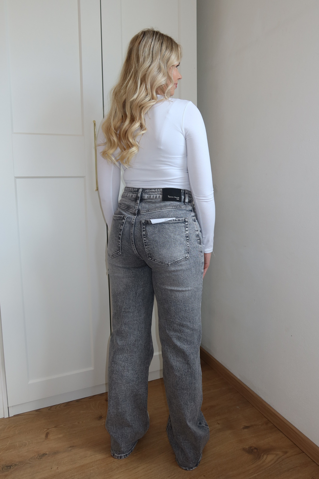 LUNA high waist wide leg jeans - grijs