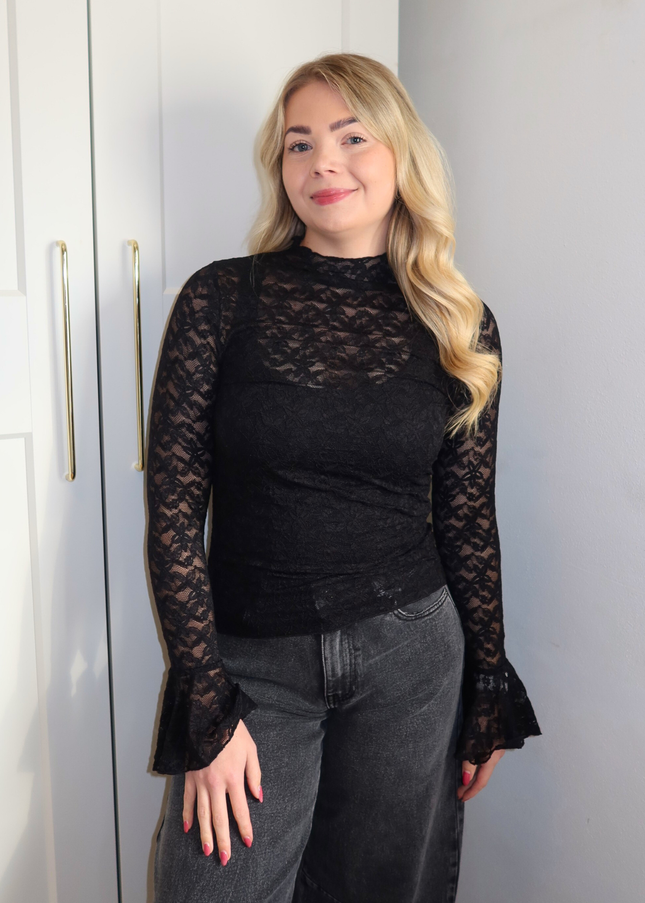 MAE kanten top - zwart