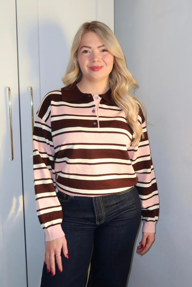 NOLA trui - roze gestreept