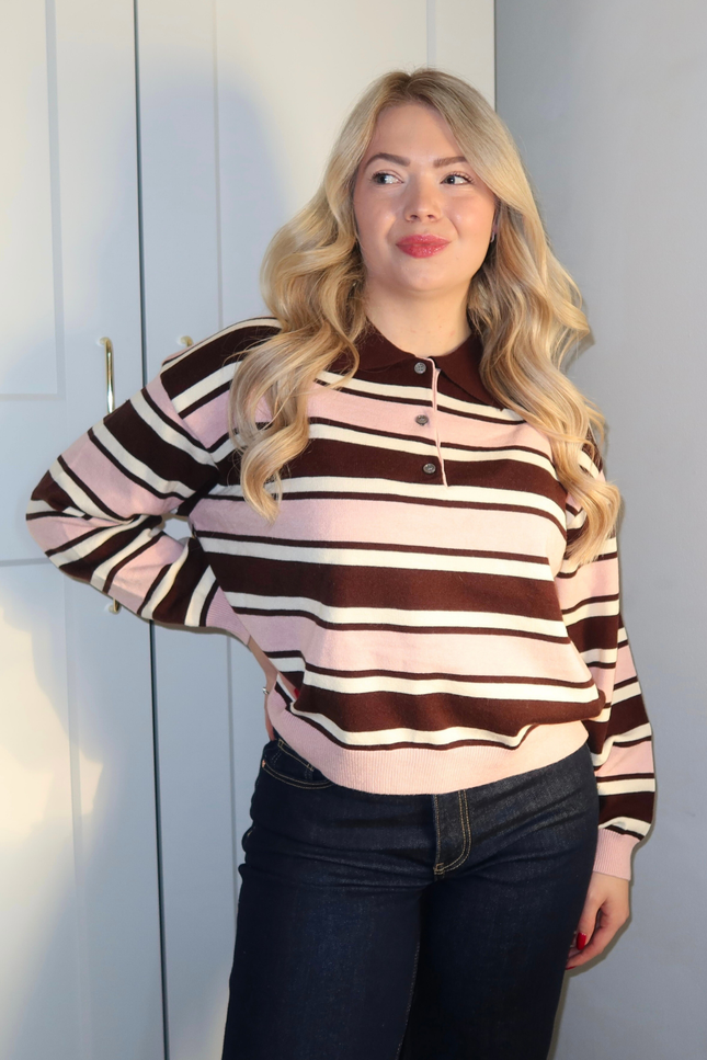 NOLA trui - roze gestreept