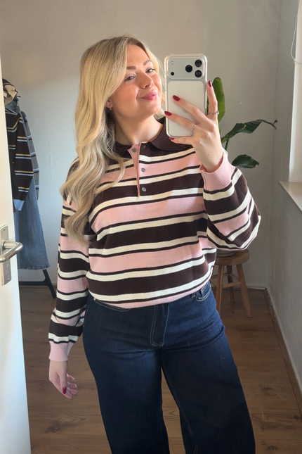 NOLA trui - roze gestreept