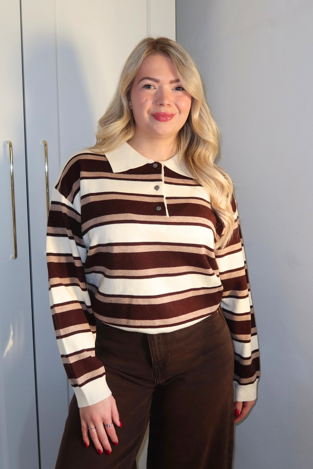 NOLA trui - bruin gestreept
