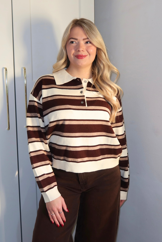 NOLA trui - bruin gestreept