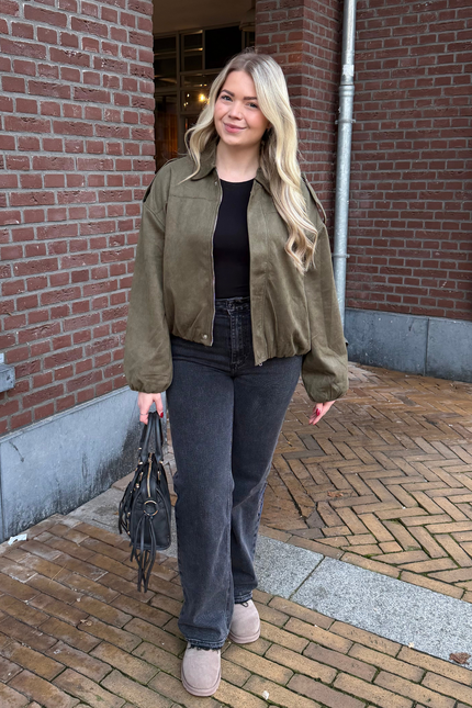 NOVA high waist straight leg jeans - donkergrijs