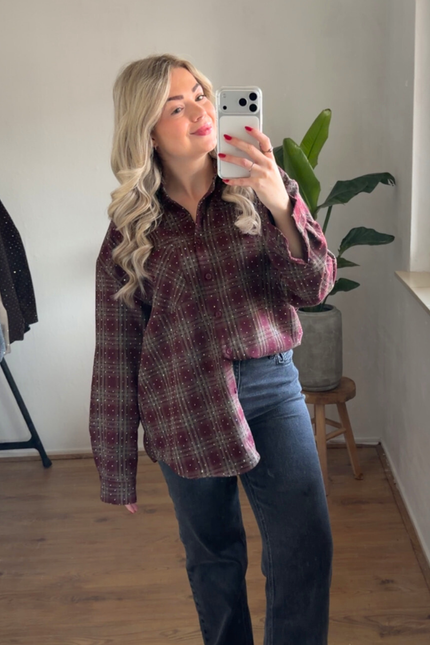 RUBY rhinestone blouse - bordeaux rood