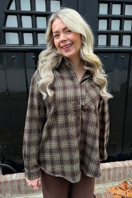 RUBY rhinestone blouse - bruin