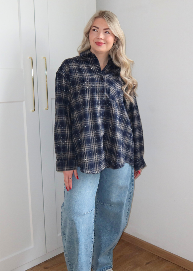 RUBY rhinestone blouse - blauw