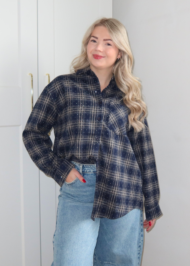 RUBY rhinestone blouse - blauw