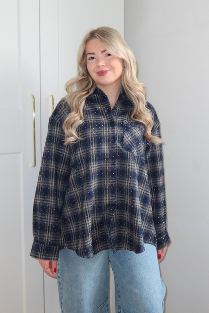 RUBY rhinestone blouse - blauw