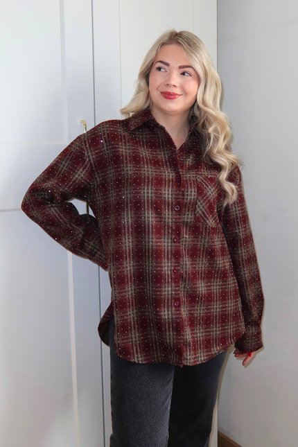 RUBY rhinestone blouse - bordeaux rood