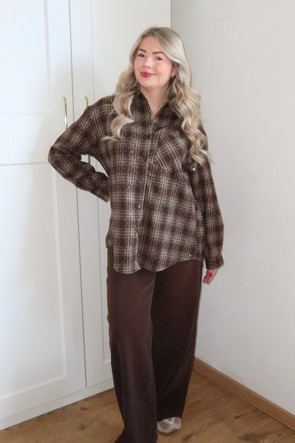 RUBY rhinestone blouse - bruin