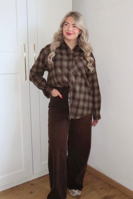 RUBY rhinestone blouse - bruin